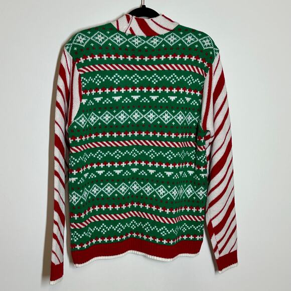 Ugly Christmas Sweater Unisex Sweater Faux Cardigan with Bowtie Sz L - Picture 2 of 9